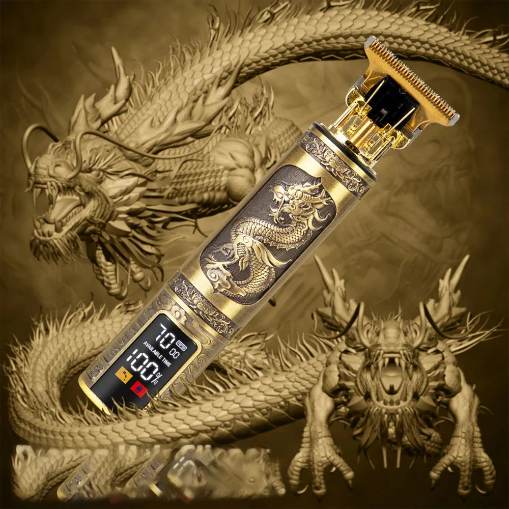 T9 Hair Clipper Electric Clipper Hairdressing USB Electric Three-Speed Speed Adjustment Large-Screen Power Display Metal Shaver(Three-Speed Dragon)