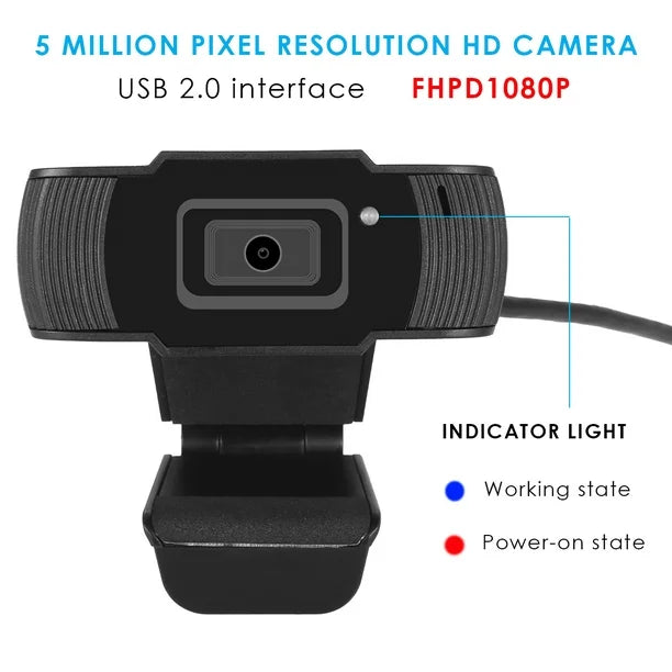 كاميرا ويب بدقة 1080 بكسل للكمبيوتر المحمول بدون برنامج تشغيل USB مع ميكروفون للبث المباشر للمؤتمرات عن بعد