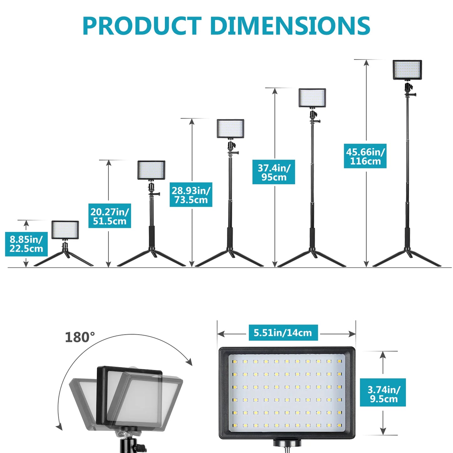 NEEWER 2 Pack Tabletop Dimmable 5600K USB LED Video Lighting with Color Filters and Tripod Stand
