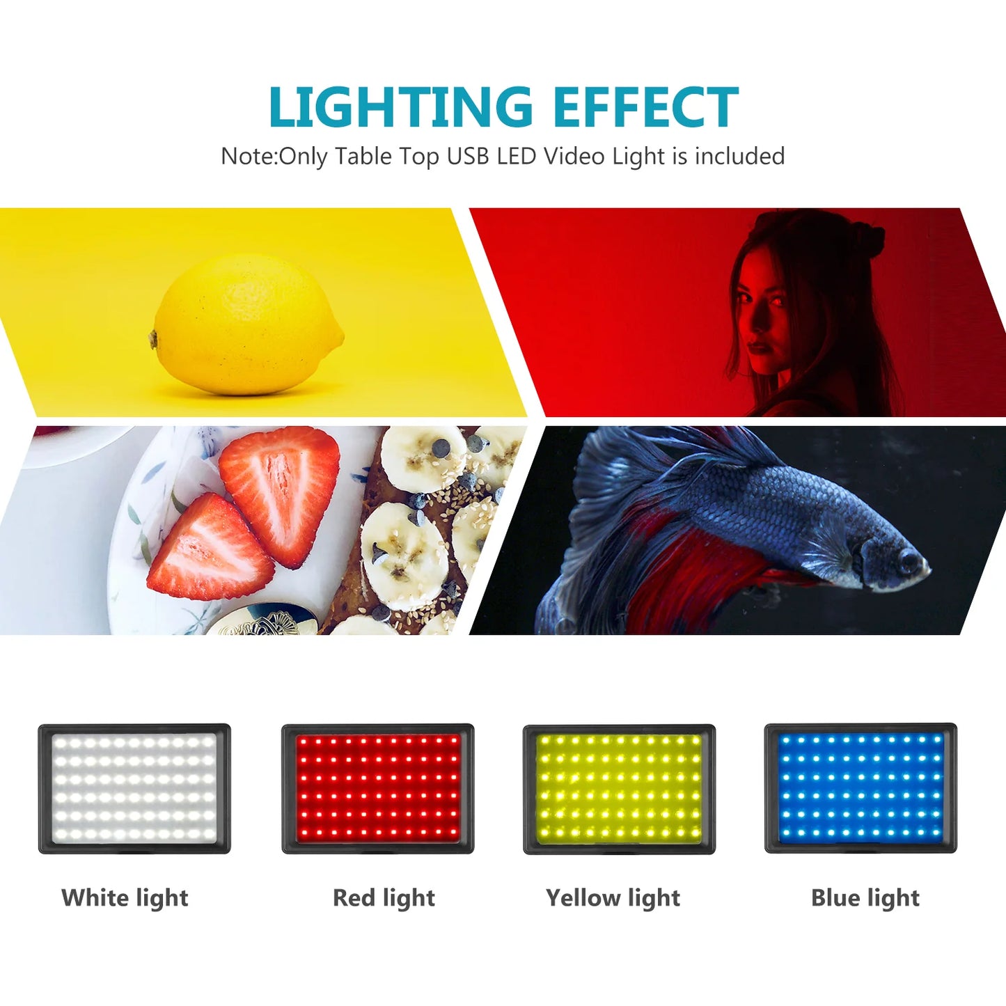 NEEWER 2 Pack Tabletop Dimmable 5600K USB LED Video Lighting with Color Filters and Tripod Stand