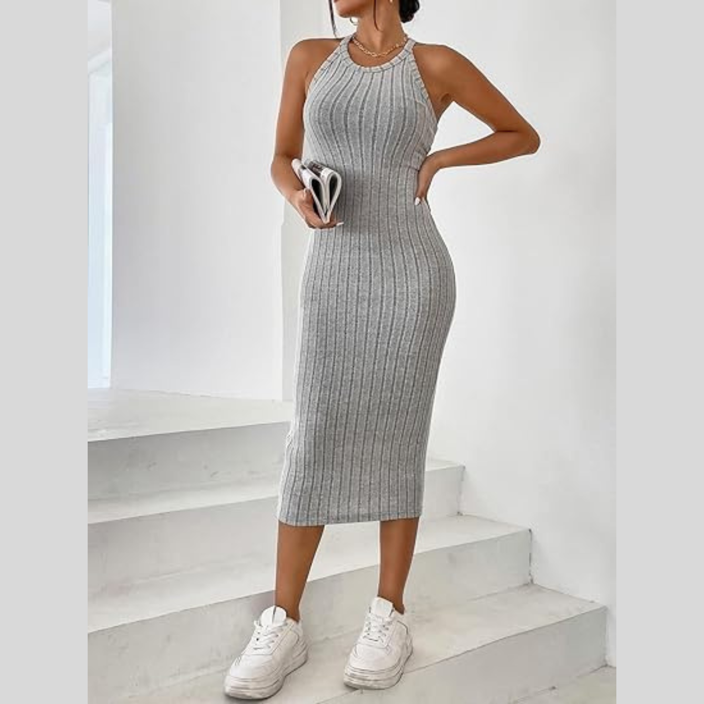 Dresses for Women 2023 Solid Halter Neck Bodycon Dress Dresses for Women Size S