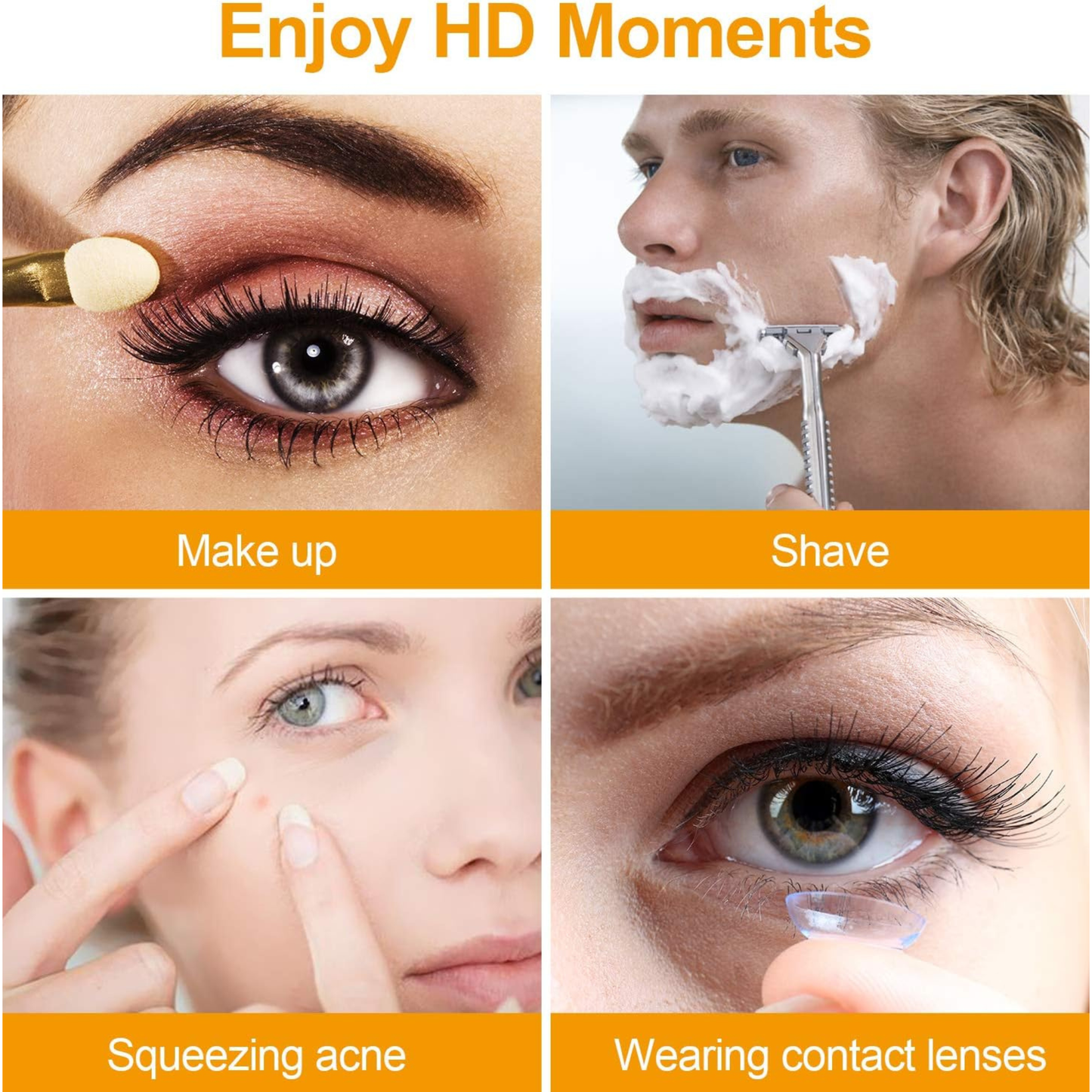 Makeup Mirror with Light, 1X & 10X Magnifying, Free Standing Tabletop, Dual Power Supply LED