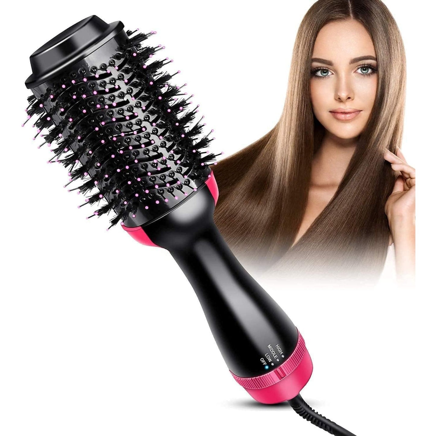 One Step Hot Air Brush 4 in 1 Hair Dryer And Styler Volumizer For Women Straightening, Curling, Salon Negative Ion Ceramic Blow Dryer Brush For All Hair Types, 1200WAtts, Multicolour