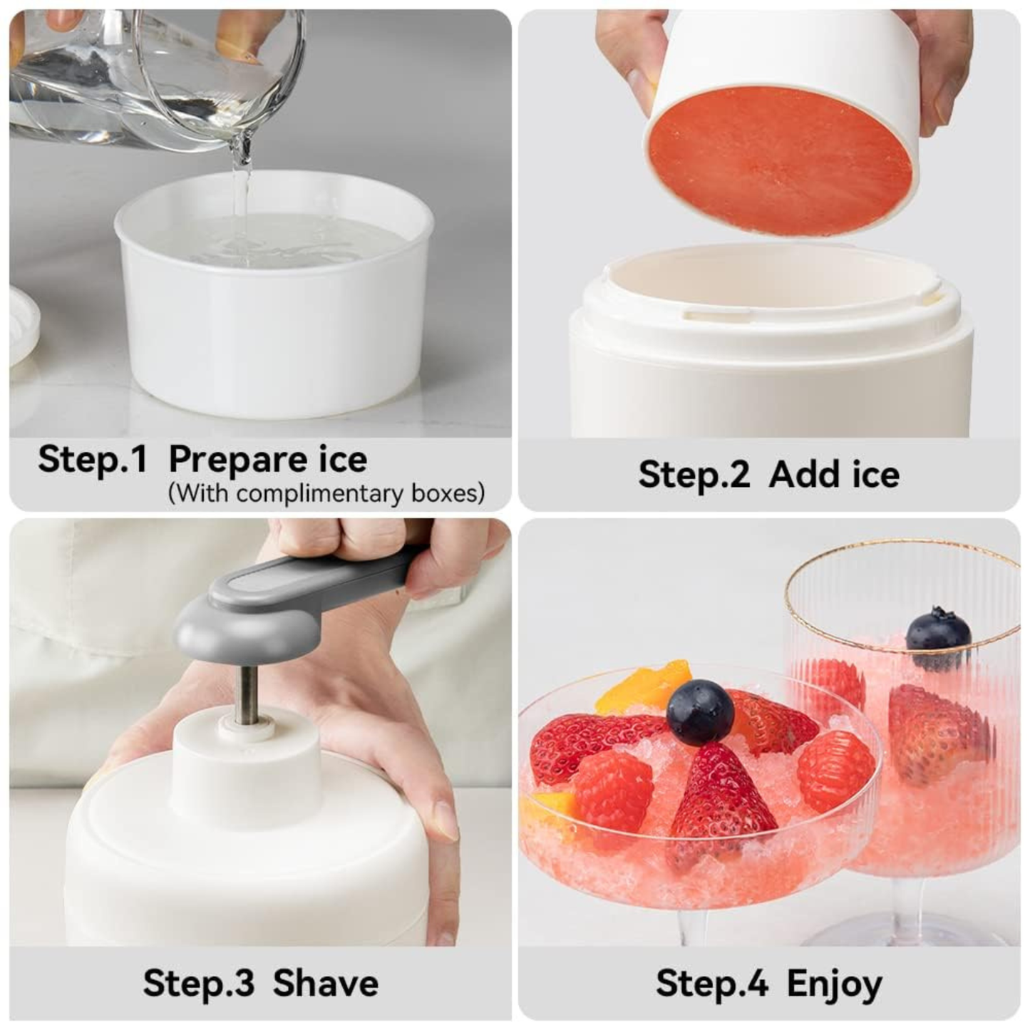 Manual Ice Crusher Machine with Ice Box Mold for Home Portable Ice Shaver Snow Cone Ice Gola Cocktails Slush Maker Grinder Machine BPA Free Ice Hand-Cranked for Kitchen Gadgets Ice Blender