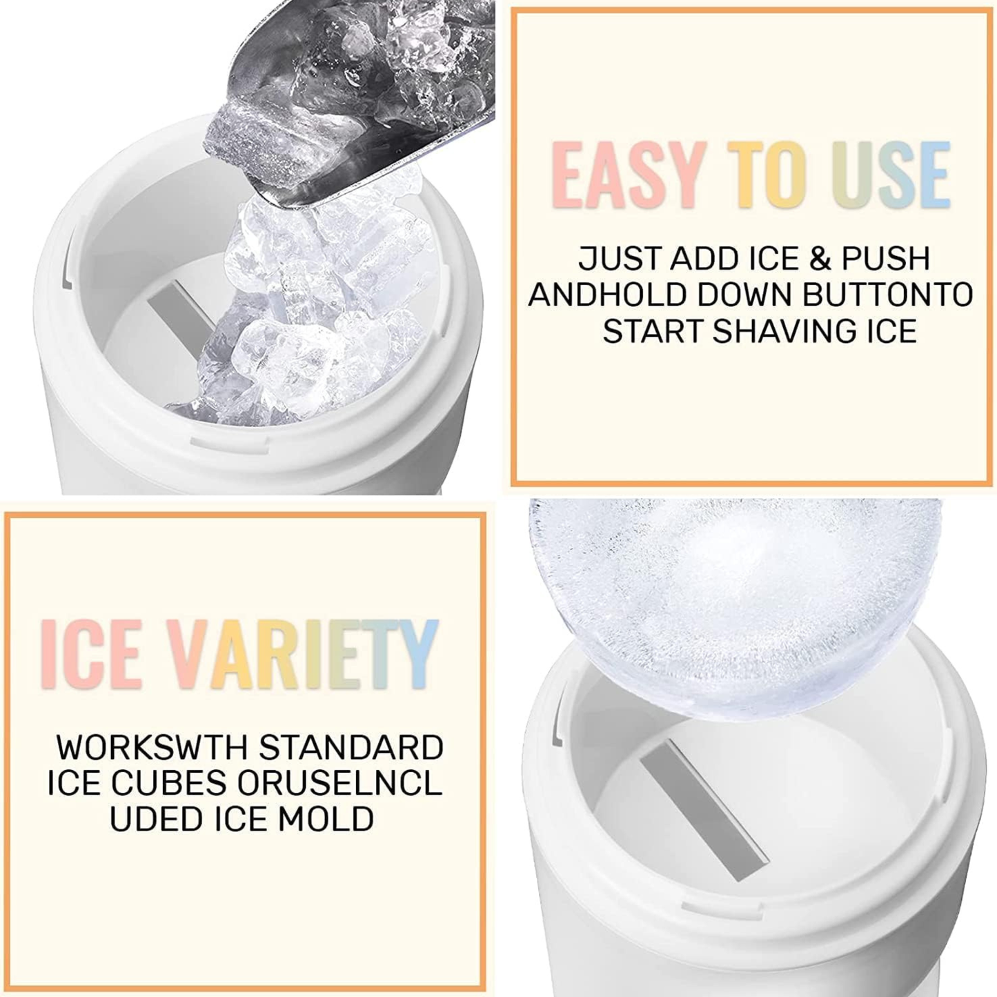 Manual Ice Crusher Machine with Ice Box Mold for Home Portable Ice Shaver Snow Cone Ice Gola Cocktails Slush Maker Grinder Machine BPA Free Ice Hand-Cranked for Kitchen Gadgets Ice Blender
