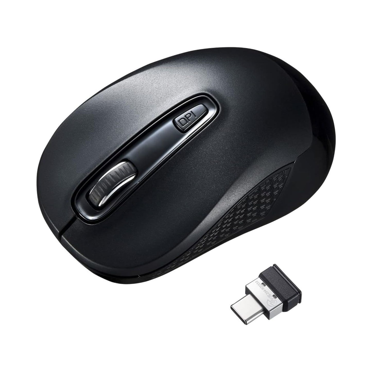 Sanwa Supply MA-WBLC41BK Wireless Type-C Blue LED Mouse Compatible with Windows, Mac, Android, IOS iPadOS, FireOS (Black)