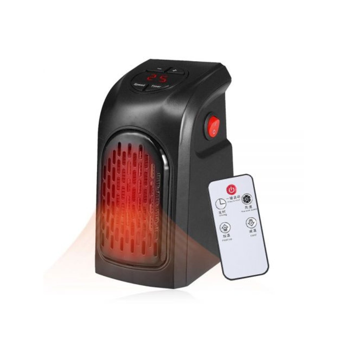 Handy Electric Heater, 400 Watts Heater, Plug-In Heatter, Mini, Portable Room, Office, Bedroom Warmer with LED Display, Set Temperature, and Stylish Design With Remote (Black)