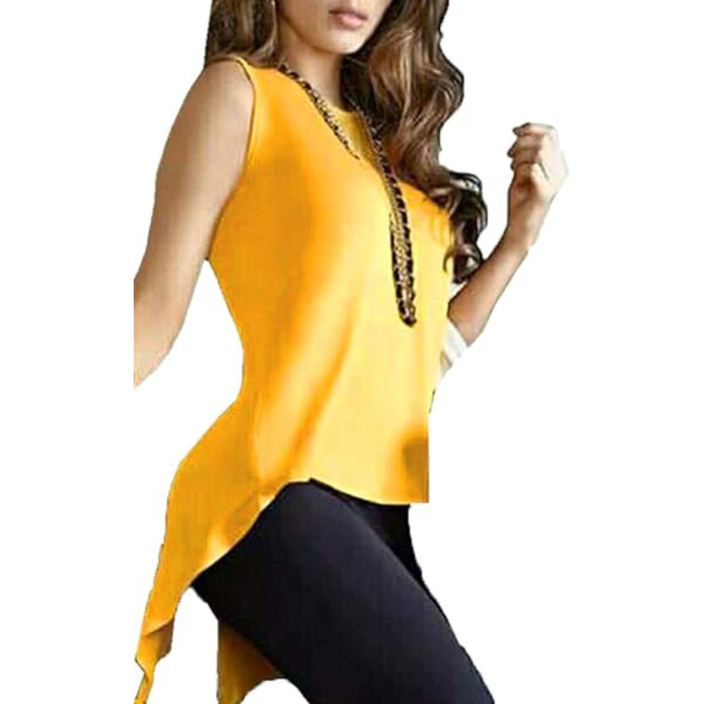 Women's Blouse Summer with Slit Collar Shirts Round Tops Sleeveless Tank Top Solid Color Tops Shirts