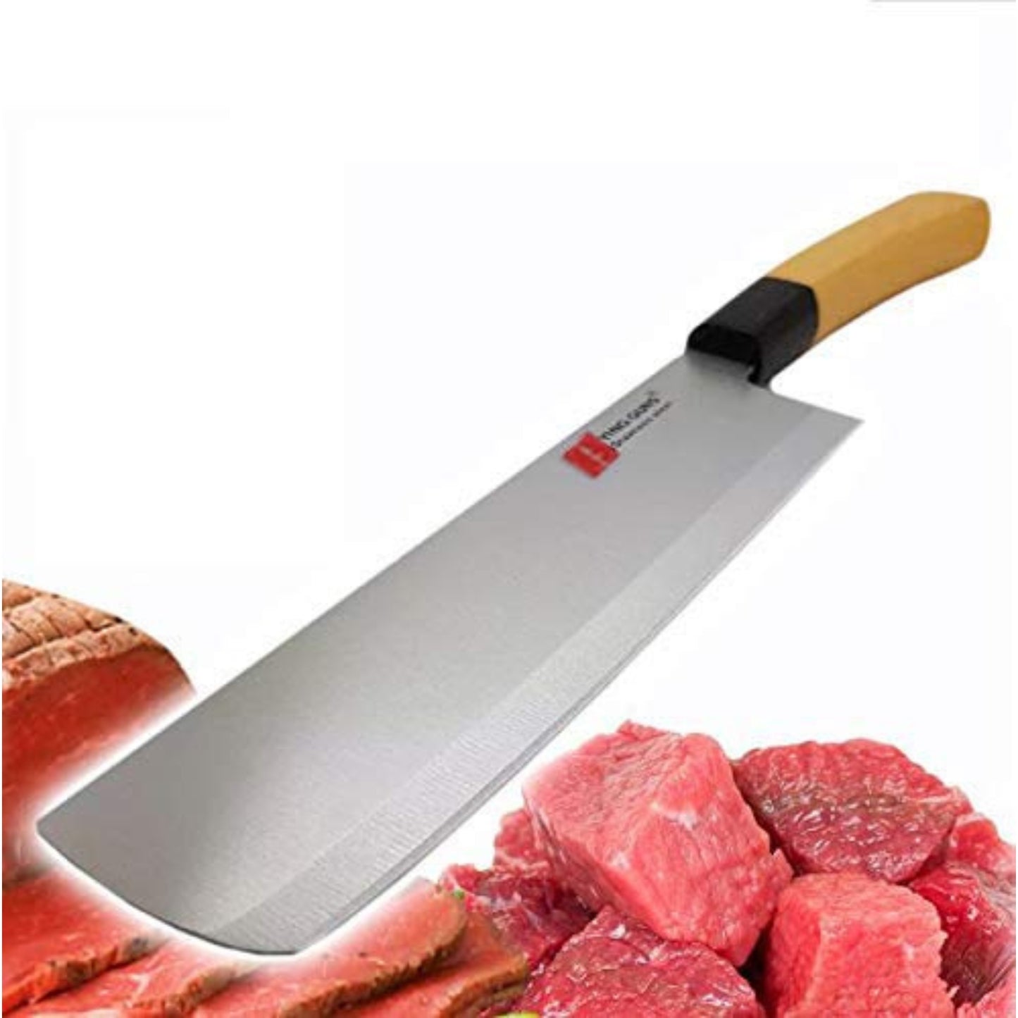 KUNSION Stainless Steel Meat Cleaver Knife 7 Inches Sharp for Cutting Slice Dice Steak Meat Chicken Cheese Vegetable Fruits EZ628
