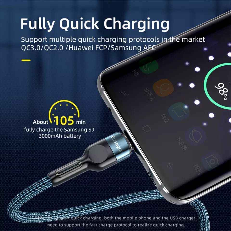 Essager USB Type C Cable For Samsung Xiaomi 3A Fast Charging Micro USB Cable Mobile Phone Charger Microusb Data Wire Cord 2m