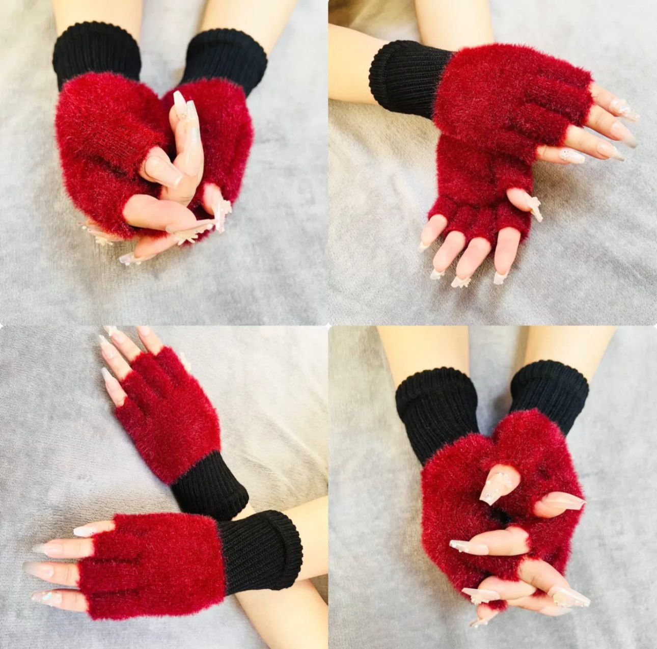 Half Finger Gloves for Girls, Plush Fingerless Gloves in Multicolor | Good Quality & Warm Material