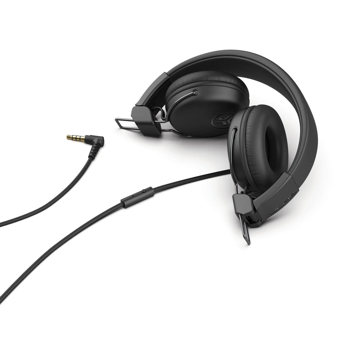 JLab Studio Wired On-Ear Headphones, Black, Tangle Free Cord, Ultra-Plush Faux Leather with Cloud Foam Cushions, 40mm Neodymium Drivers with C3 Sound