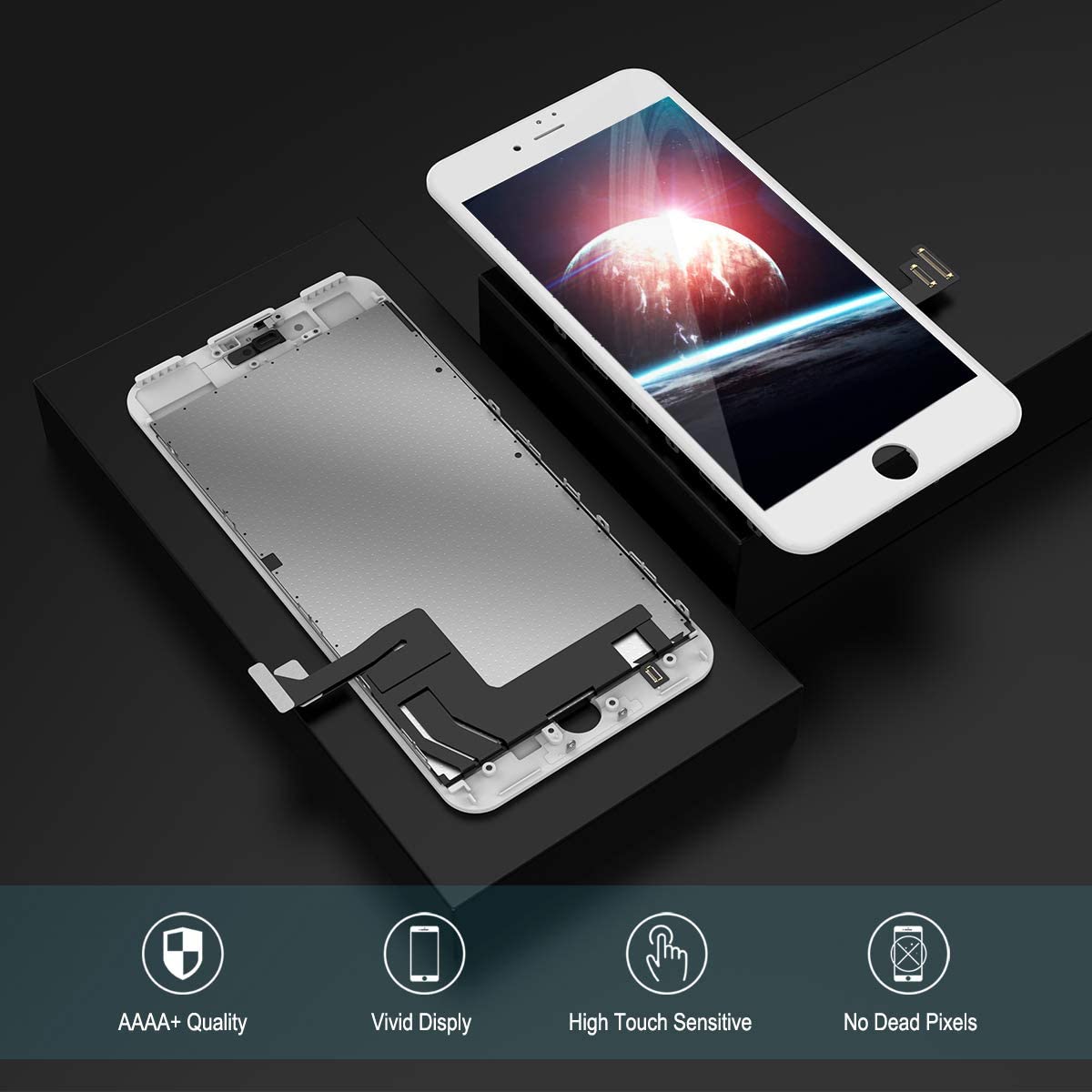 Flylinktech for IPhone 8 Screen Replacement, Compatible with iPhone 8 LCD Screen Replacement & Repair Tool Kit (White, 4.7Inch, with Model A1863/A1905/A1906)