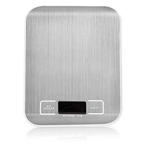 Like A New  Food Scale Silver Digital Scales 5kg 1g Weight Scale Stainless Steel Electronic Balance Measure Tools LED Display Kitchen Scales
