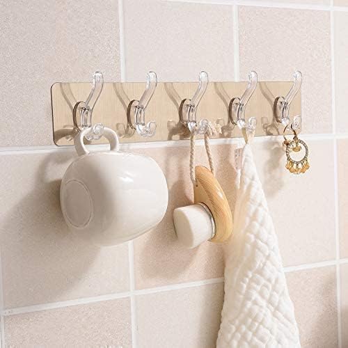 6 Hooks Gold Utility Hooks - Durable Waterproof Material, Supports Up To 10kg | Elegant Design, Easy No-drill Installation, Space-saving Storage
