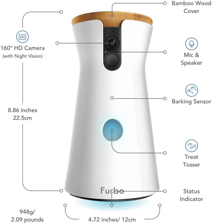 كاميرا Furbo Dog Camera لرمي المكافآت بدقة عالية وواي فاي وصوت ثنائي الاتجاه