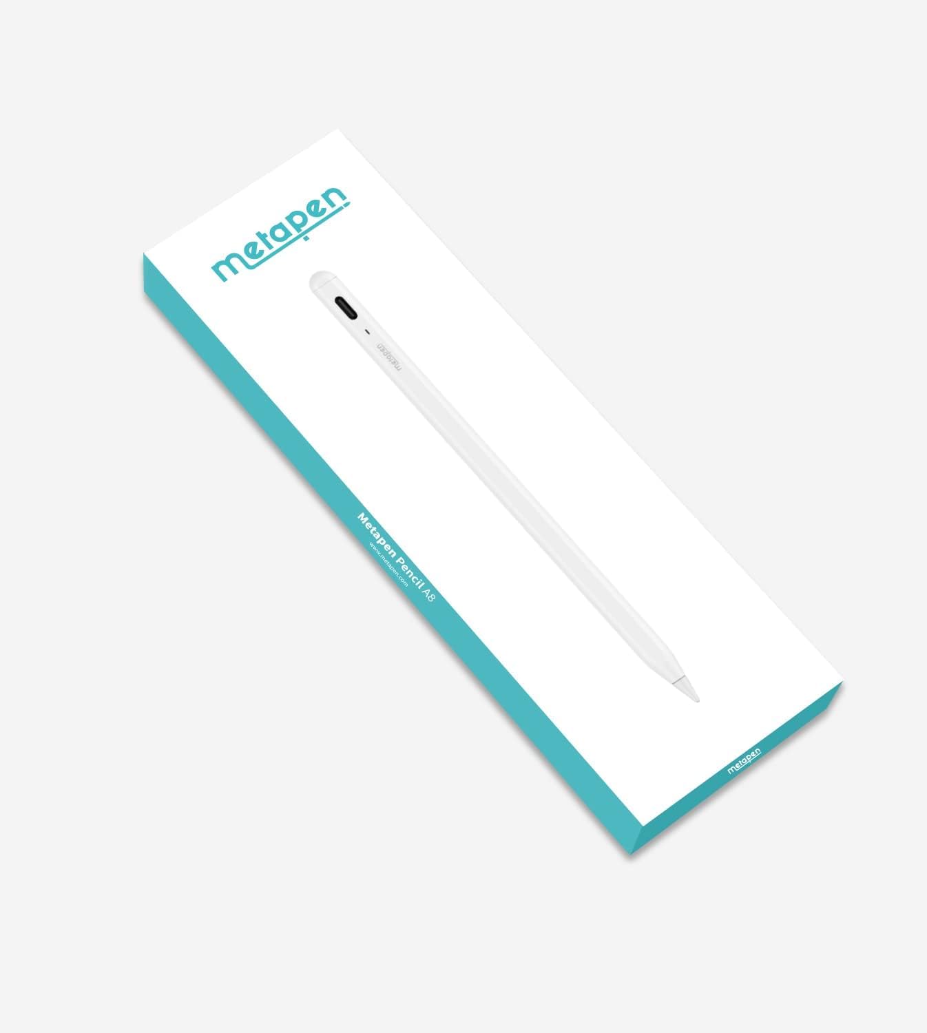 Metapen iPad Pencil A8 for Apple iPad 10th/9th, Backup for Apple Pen Pencil 2nd 1st Generation, Stylus Pen for iPad Air 5/4/3, iPad Pro 12.9" /11" 丨2X Faster Charge & 2 Spare Tips, Palm Rejection