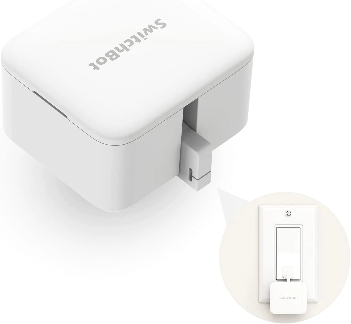 زر التبديل الذكي SwitchBot - Fingerbot لمفتاح الإضاءة التلقائي والمؤقت والتحكم عن بعد بالبلوتوث، يعمل مع Alexa وGoogle Home وHomeKit عند إقرانه بمركز SwitchBot (أبيض)