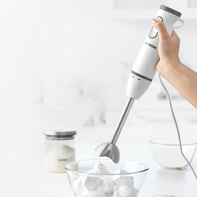 Borosil Masterblend SW22 Hand Blender With Chopper, Electric Hand Blender, Dual Speed Options, Stainless Steel Blades, For Blending & Pureeing, 500 W, Black