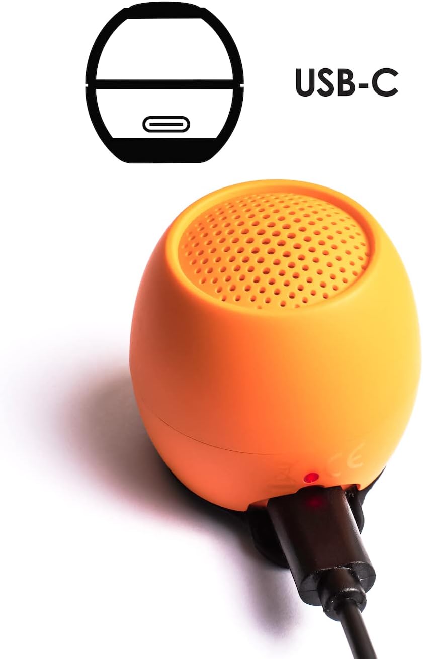BoomPods Zero Bluetooth Speaker - Powerful Waterproof Mini Speakers with Dual Pairing Option & Wireless Mic with Big Sound (Orange)
