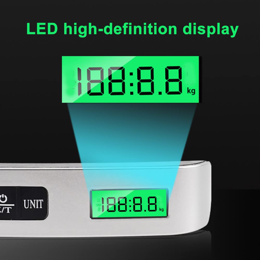 Pjp Electronics Travel Luggage Scale, Digital Luggage Weighing Scales for Suitcase with Temperature Reading 50 Kg Capacity (Silver)