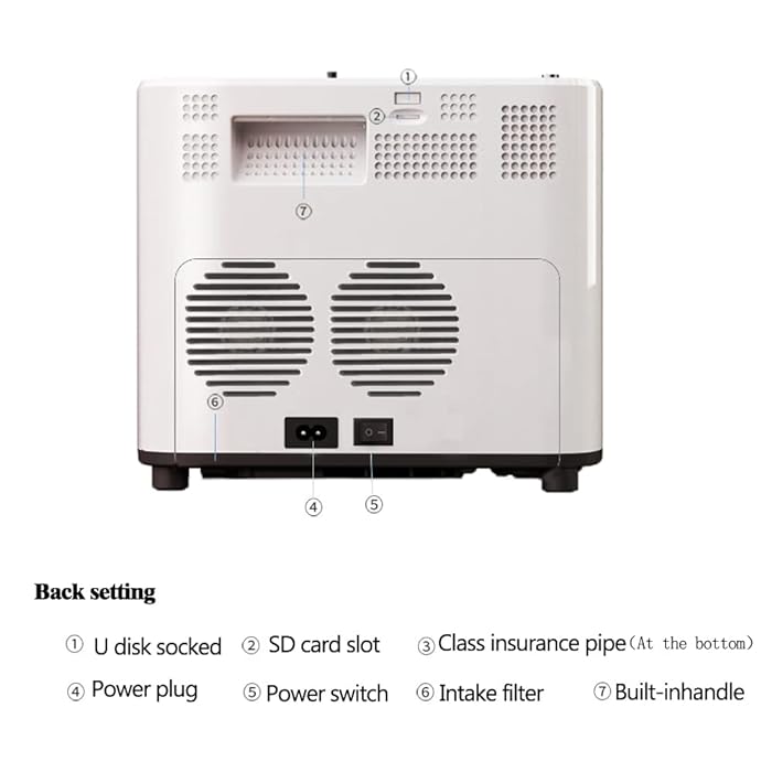 HIDGEEM Portable Oxygen Concentrator Generator, 1-6L/min Adjustable Oxygen Machine 93% ± 3% High Concentration Air Purification Machine