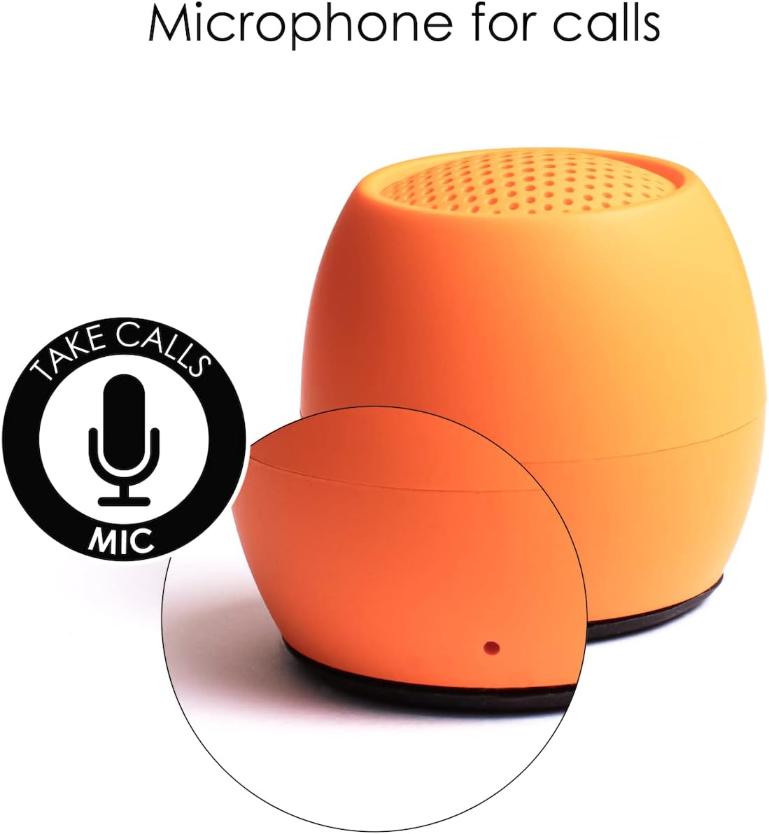 BoomPods Zero Bluetooth Speaker - Powerful Waterproof Mini Speakers with Dual Pairing Option & Wireless Mic with Big Sound (Orange)