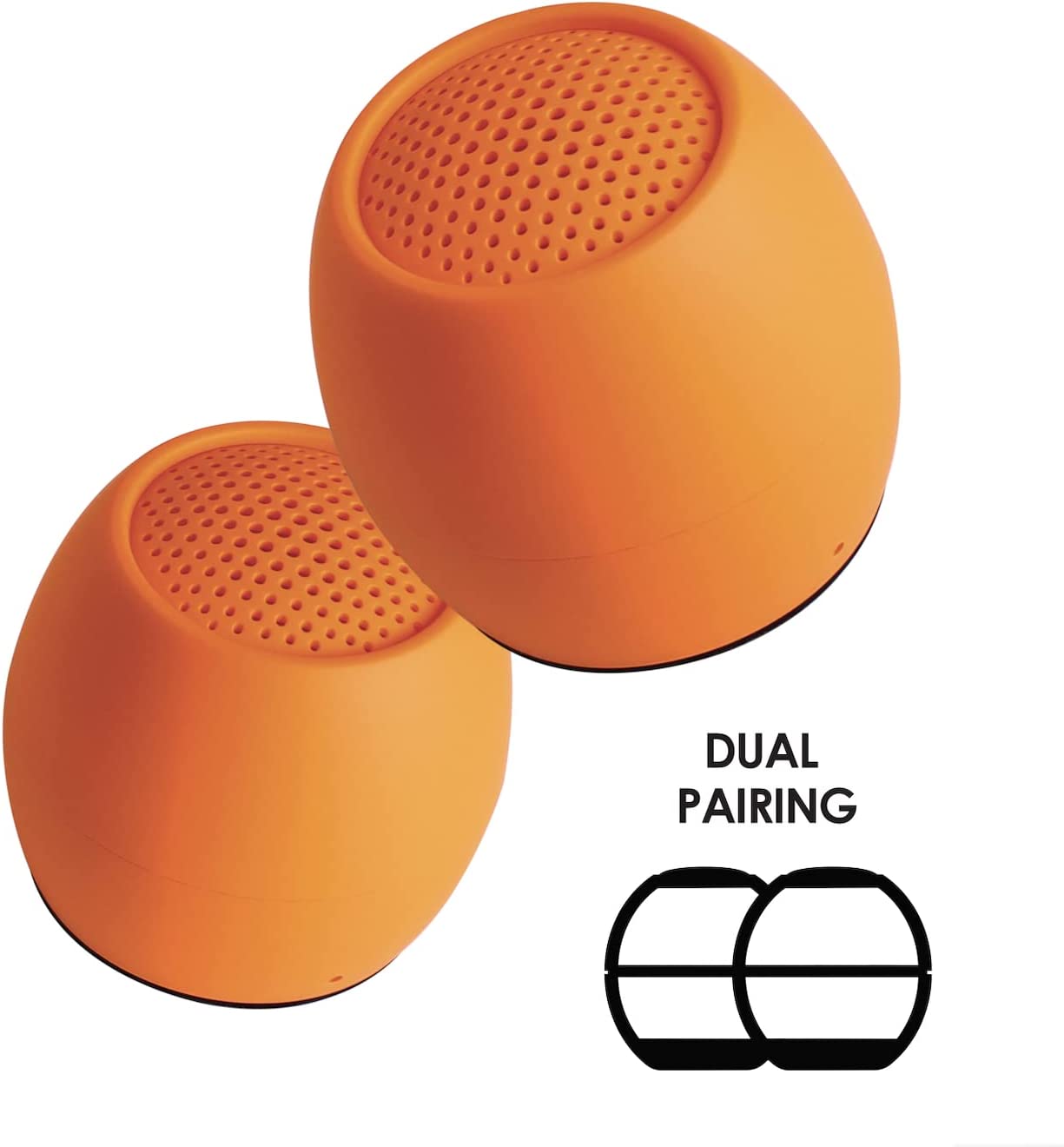BoomPods Zero Bluetooth Speaker - Powerful Waterproof Mini Speakers with Dual Pairing Option & Wireless Mic with Big Sound (Orange)