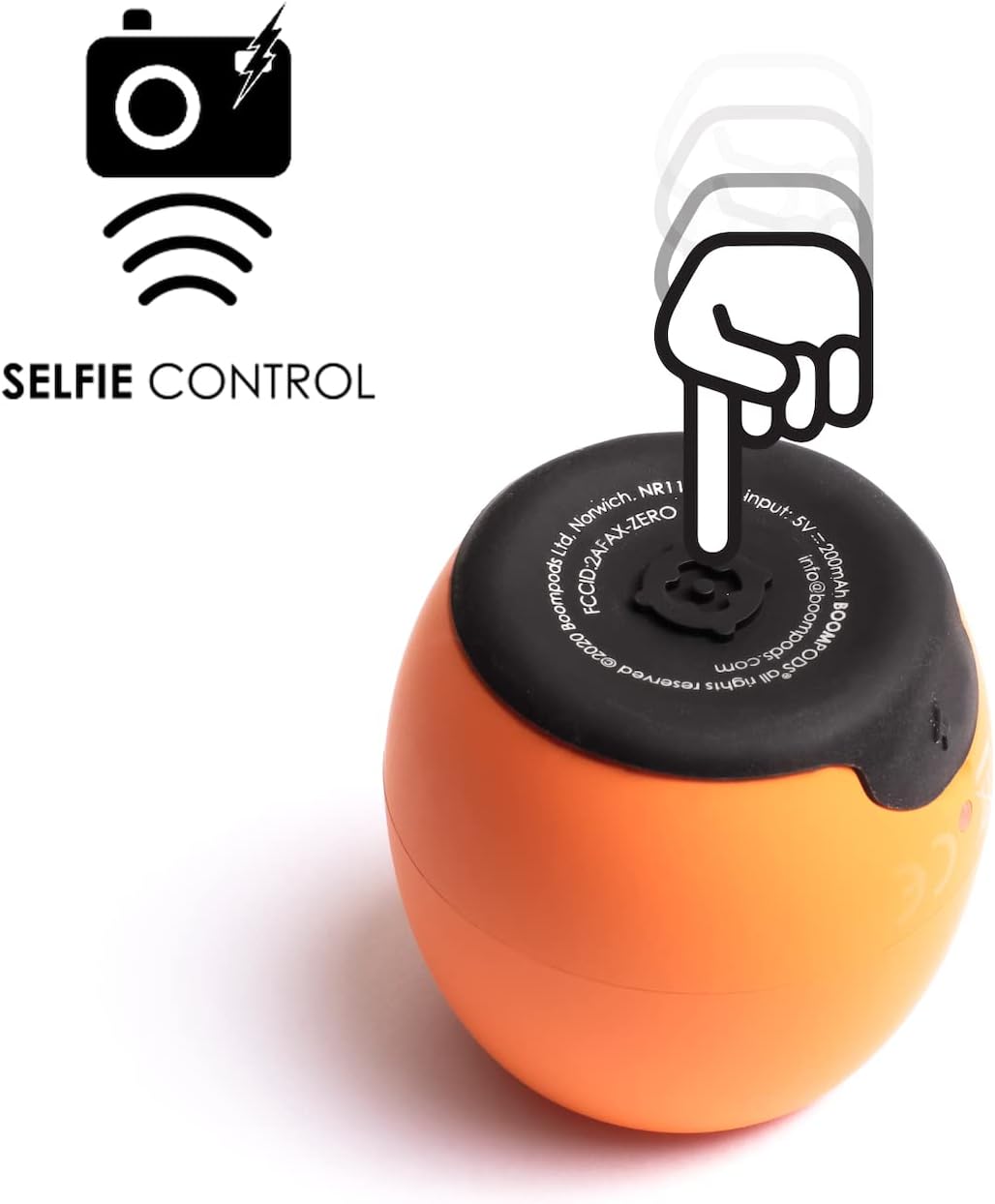 BoomPods Zero Bluetooth Speaker - Powerful Waterproof Mini Speakers with Dual Pairing Option & Wireless Mic with Big Sound (Orange)