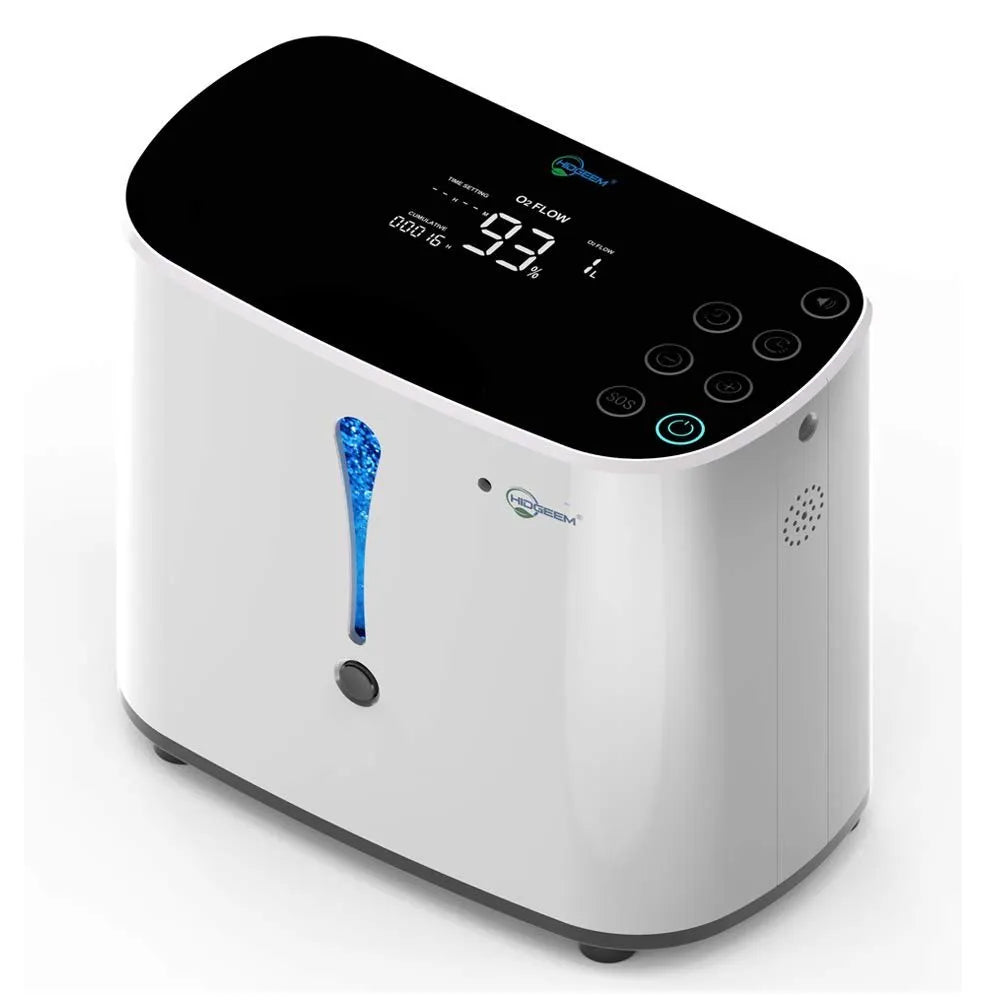 HIDGEEM Portable Oxygen Concentrator Generator, 1-6L/min Adjustable Oxygen Machine 93% ± 3% High Concentration Air Purification Machine