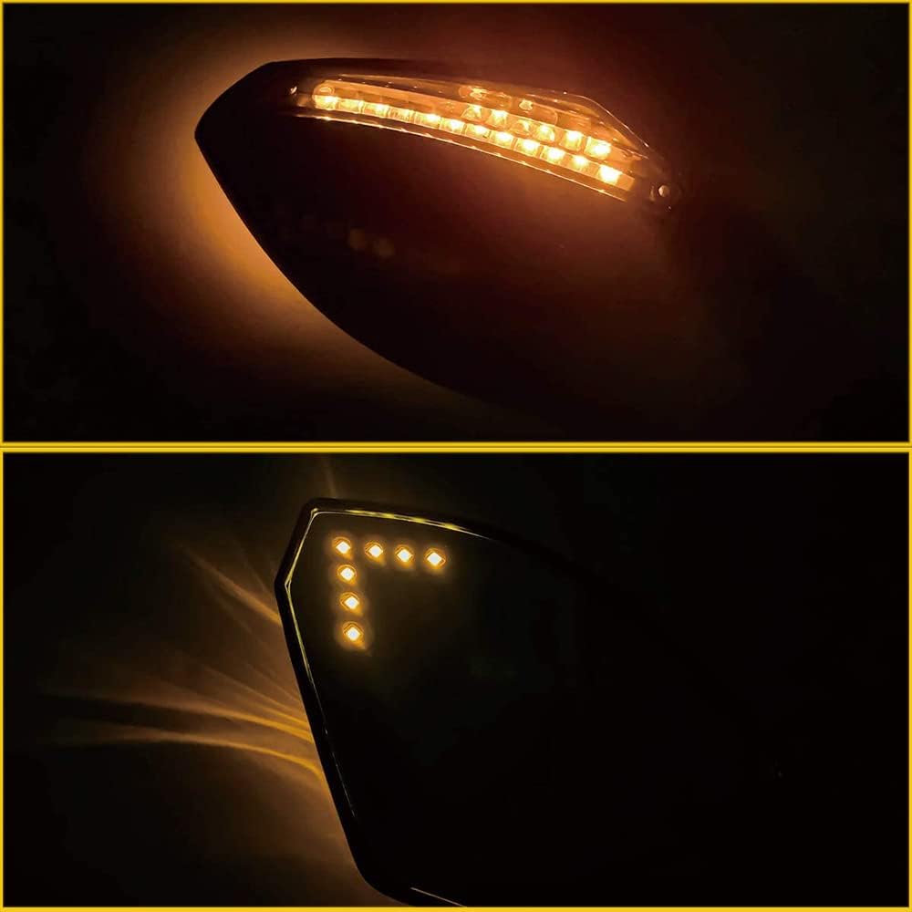Motorcycle Rearview Side Mirrors with LED Turn Signals for Yama' YZF R6 99-08 R6s FZ1 FAZER 06-09 600 95-09 FZR600 89-99 Adjustable Rotating Rear view Mirror Accessories (C Black+Clear Lens)
