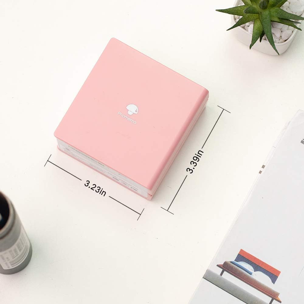 Phomemo Mini Pocket Printer - M02 Bluetooth Wireless Thermal Sticker Printer for Phone, Compatible with iOS & Android, Fun Gift for Christmas New Year, for Retro-Style Photos, Child Painting,Pink