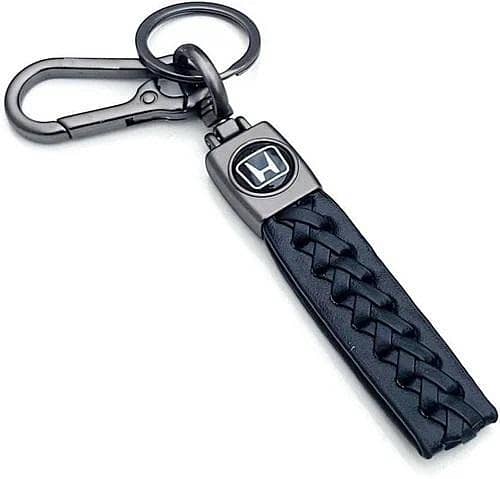 Leather Car Keychain Motorcycle Woven Strap Braided Rope Key Chain for Suzuki, Honda, Toyota Car Auto Accessory Key Ring with 360 Degree Rotatable D-ring