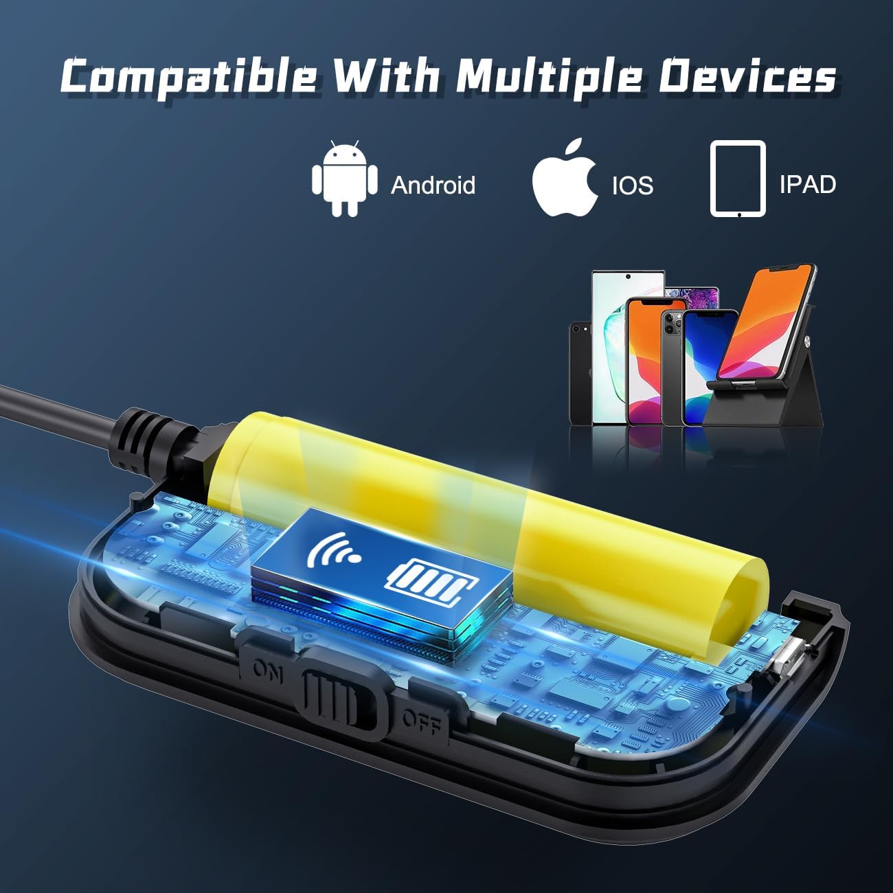 10m Endoscope Camera with Light for Mobile Phone 10M 1080P HD WIFI Autofocus with 10 LED IP68 Waterproof IP68 for IOS Android 9mm Channel Camera with Toolbox