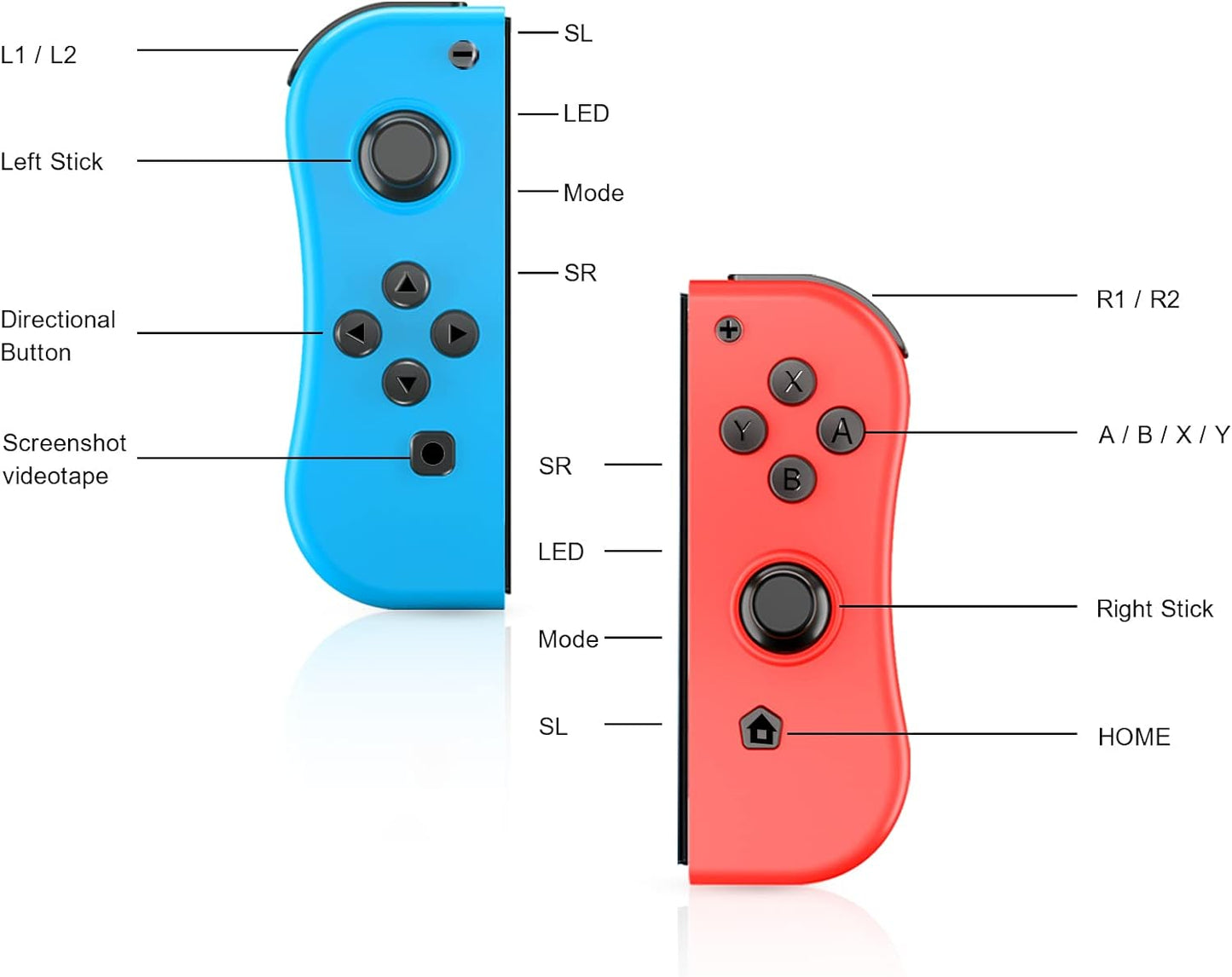 Joy con Controller For Nintendo Switch Replacement,Left And Right Controllers Joystick With Dual Vibration/Gyro/Wake-up function Gamepad For Switch Lite/OLED(Blue red update)