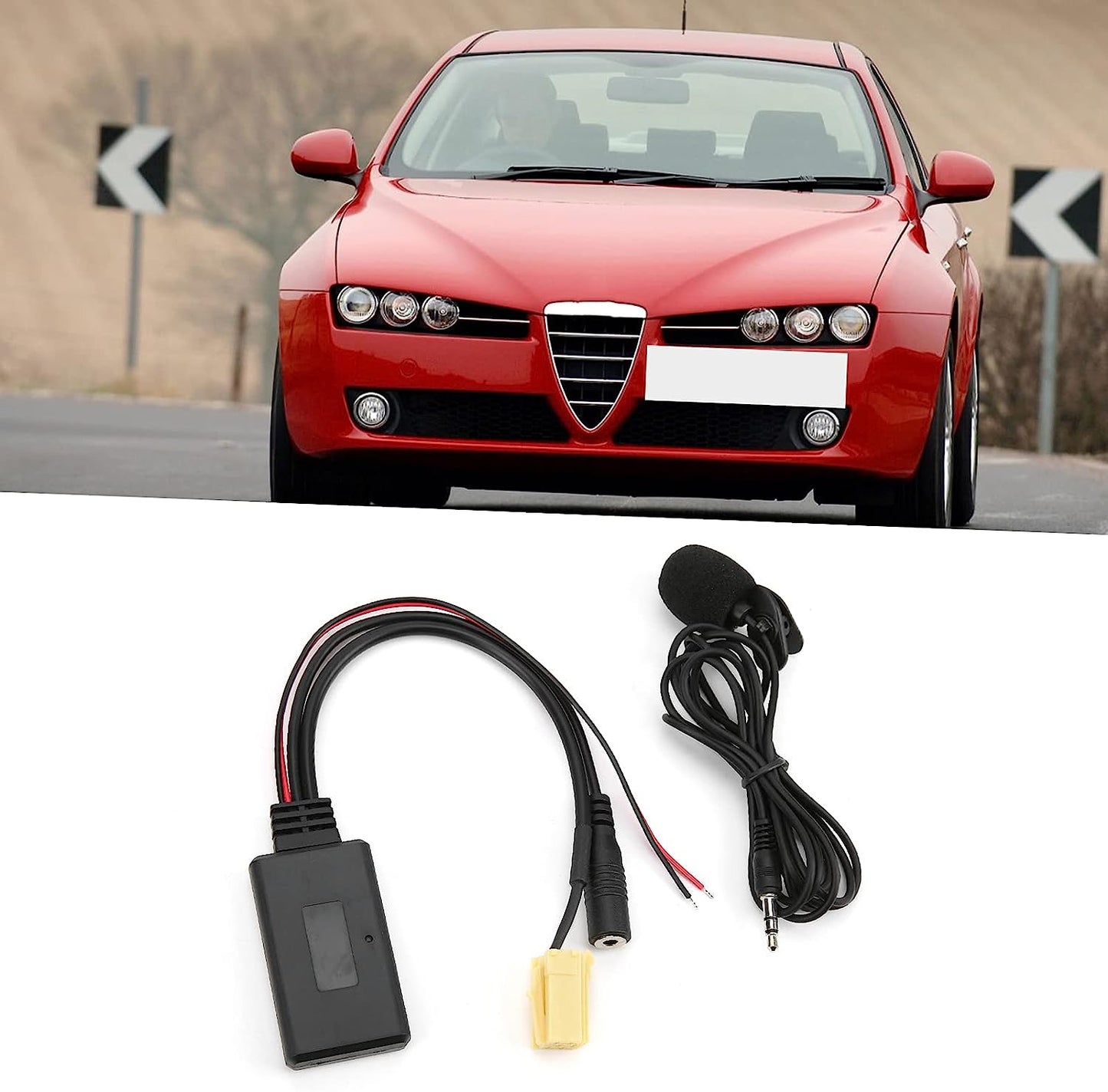كابل Akozon Bluetooth AUX، محول كابل AUX للسيارة بتقنية Bluetooth 5.0 مع ميكروفون، محول AUX بتقنية Bluetooth بدون استخدام اليدين لسيارة فيات 500/جراند بونتو