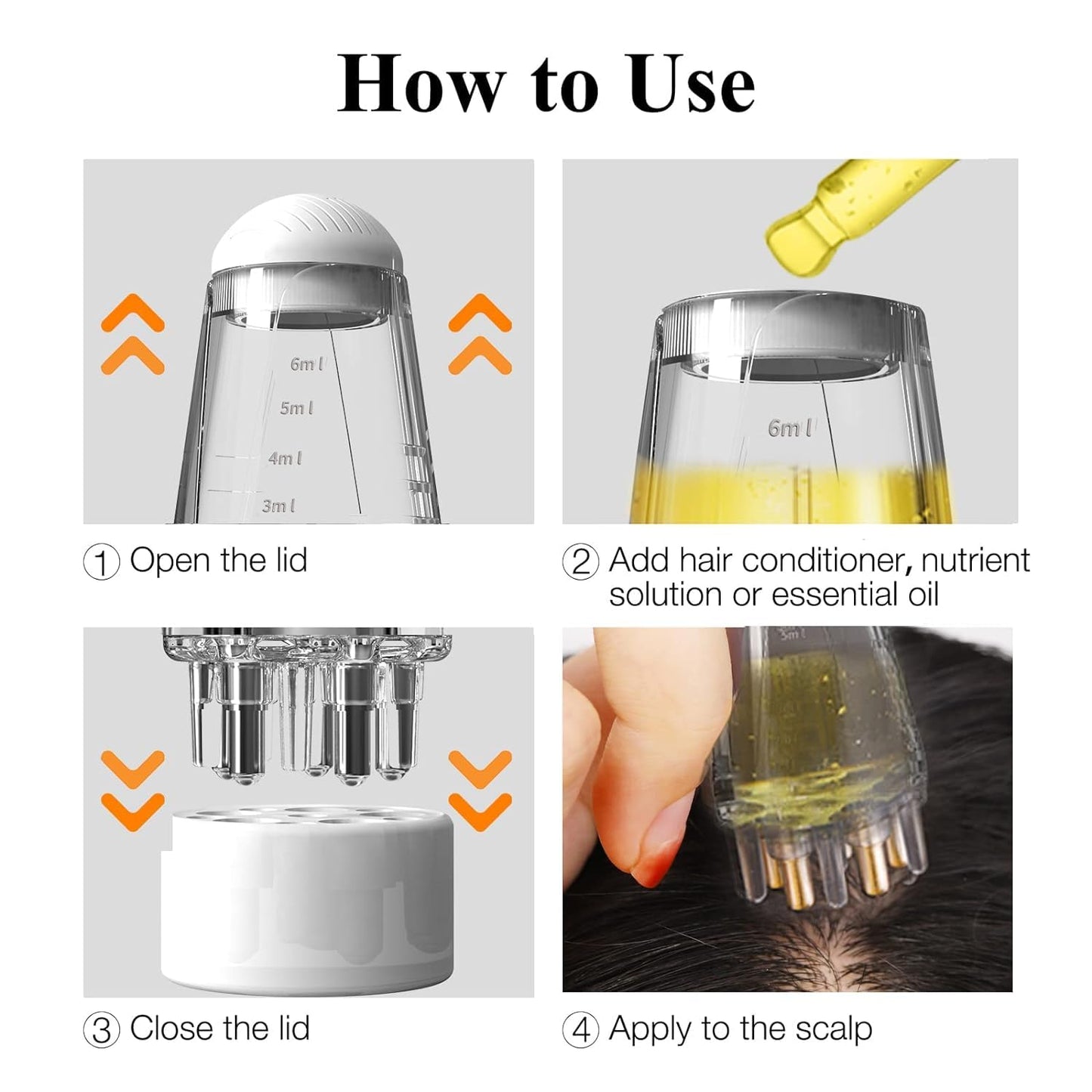Hair Oil Applicator Bottle – 6ml Hair Root Oil Applicator Roller Ball Mini Portable Hair Oil Massage Comb for Scalp Hair Growth Suitable for Various Liquids (1Pcs)