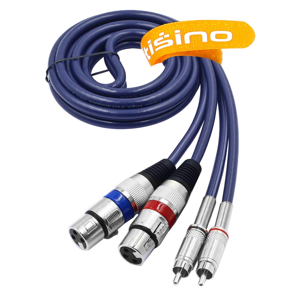 كابل TISINO Dual XLR إلى RCA، سلك توصيل عالي التحمل من 2 XLR أنثى إلى 2 RCA ذكر، سلك توصيل صوتي ستيريو عالي الدقة - 5 أقدام / 1.5 متر