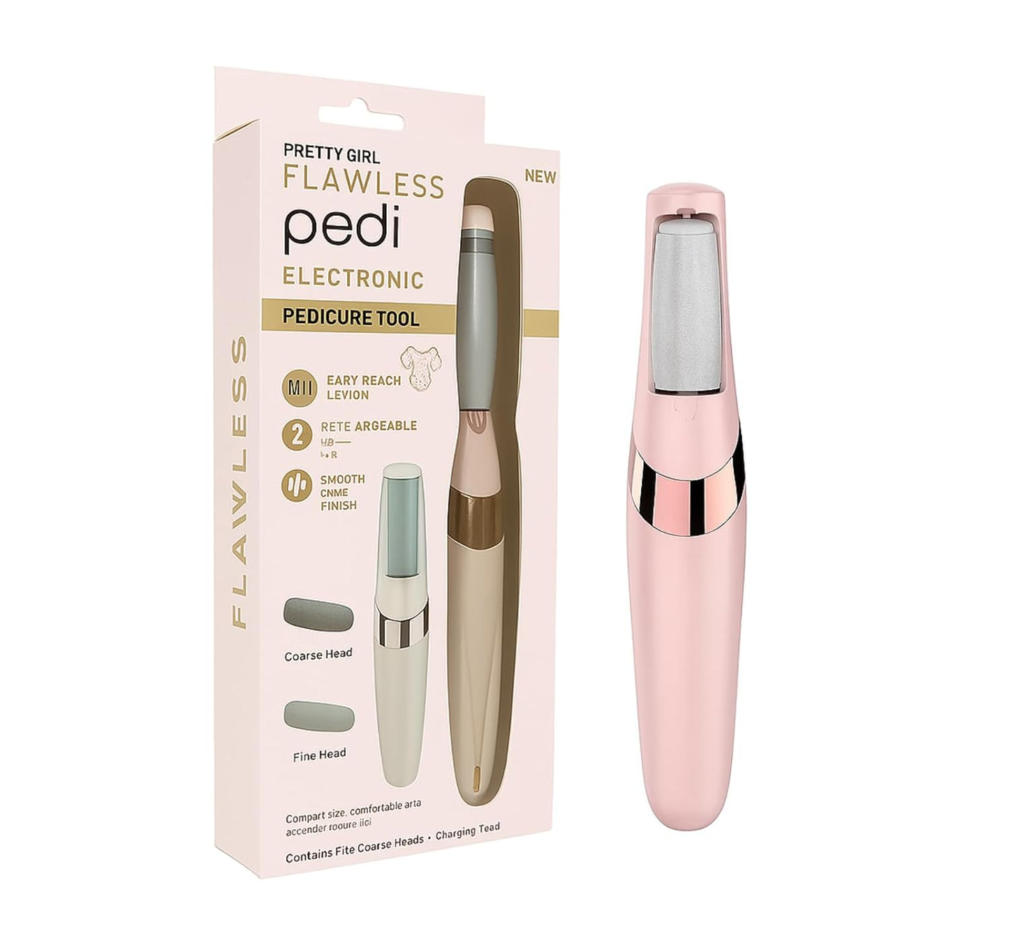 Rechargeable Flawless Pedicure Tool | Electric Callus Remover for Feet | Cordless Dead Skin Remover with 2 Roller Heads | Smooth & Soft Feet (Pink)