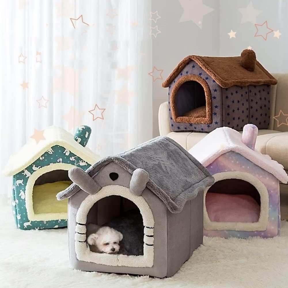 Indoor Dog House Warm Dog House Soft Pet Bed Tent House Modeling Dog Kennel Cat Bed with Removable Cushion Suitable for Small and Medium-Sized Dogs and Cats(Gray M Code)