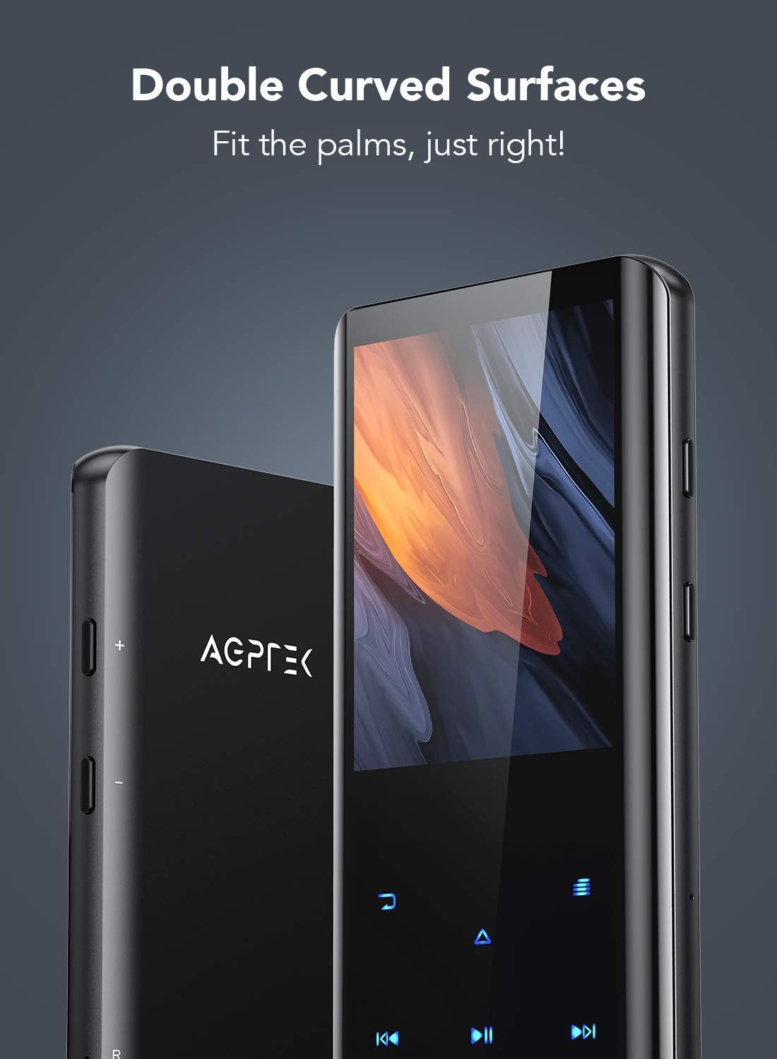 MP3 Player with Bluetooth 5.3, AGPTEK A19X 2.4" Curved Screen Portable Music Player with Speaker Lossless Sound with FM Radio, Voice Recorder, Built in 32GB, Supports up to 128GB