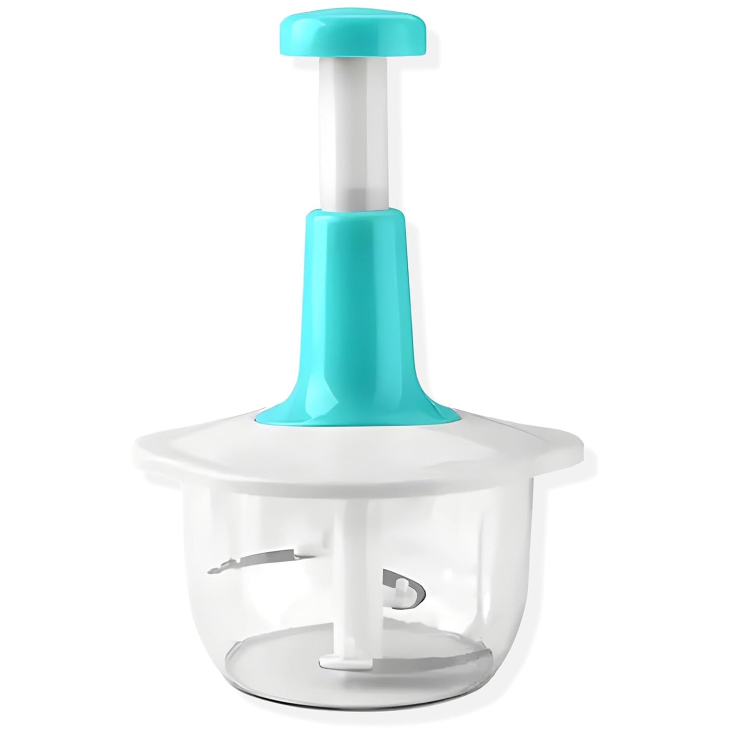 Food Chopper - 6 in 1 Manual Food Chopper Quick Press - 2L Large Vegetable Chopper - Perfect for Onion, Baby Food, Spices, Garlic, Fruits, Nuts and Meat Chops - 4 Blades