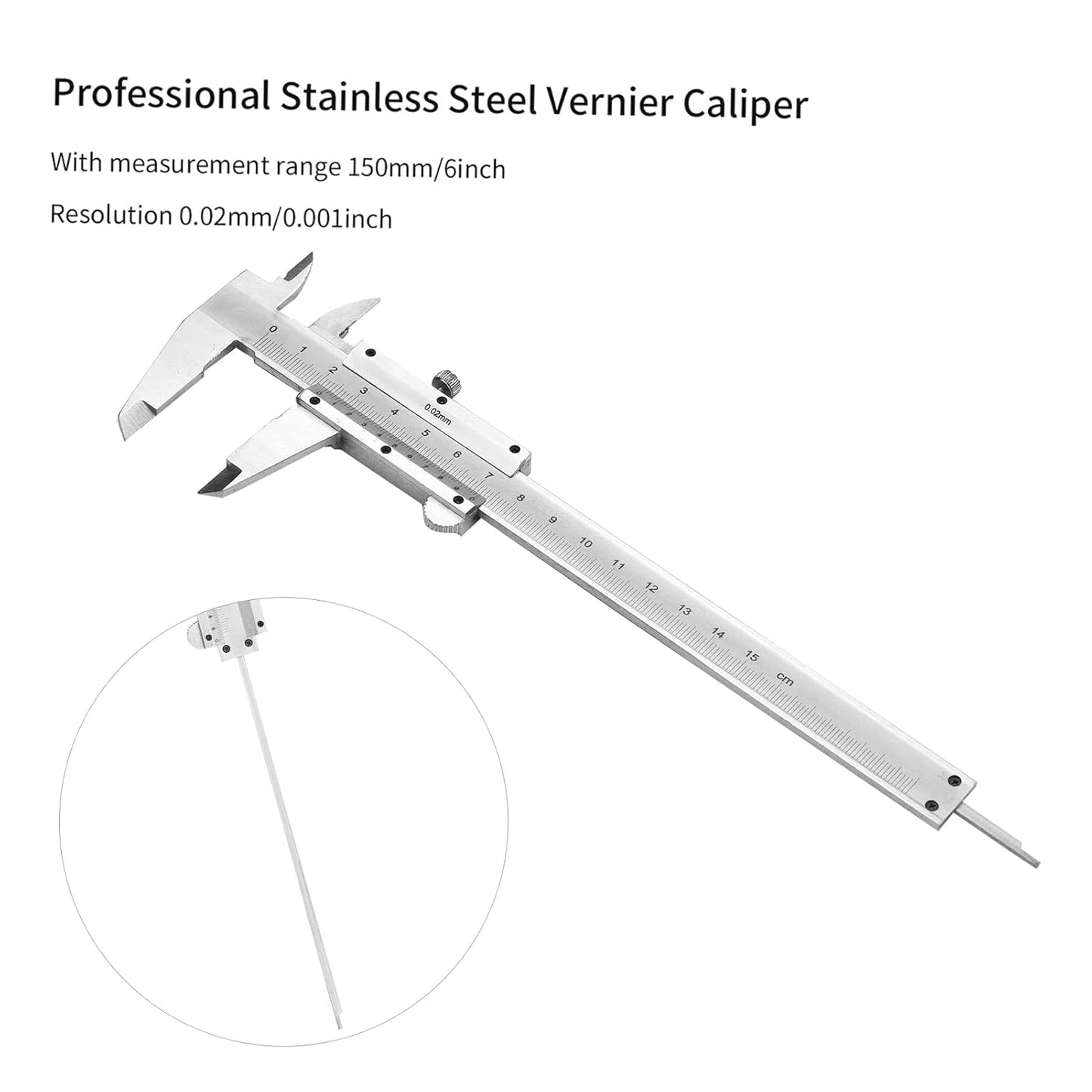 0.02MM Precision Vernier Caliper Vernier Measuring Tool Metal Vernier Caliper Convenient for Vernier Measuring Tool for Archaeological Measurement