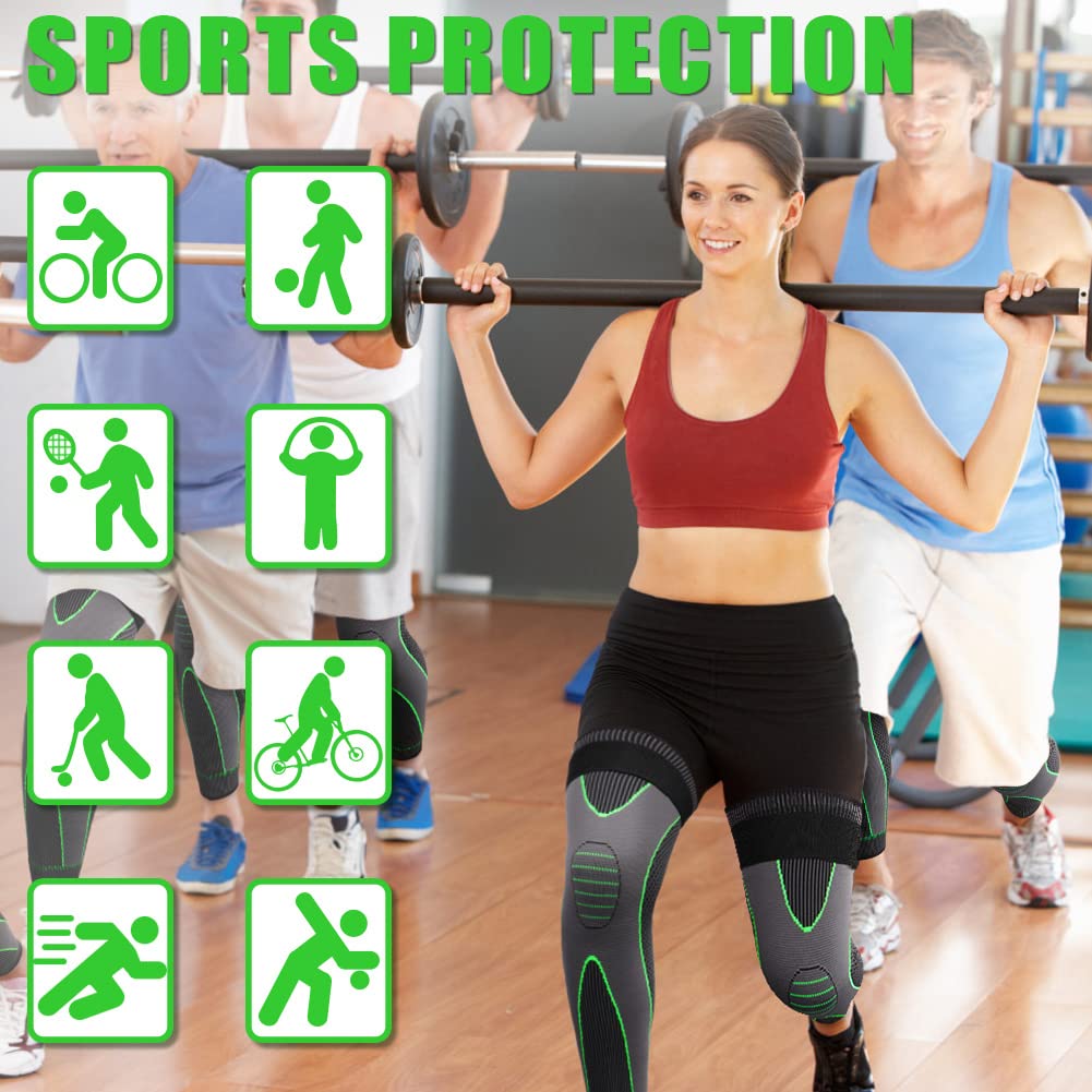 1 Pc Knee Support Sleeve - Adjustable Compression Knee Band for Running, Cycling, Gym and Sports, Breathable Elastic Nylon Knee Pad for Men and Women