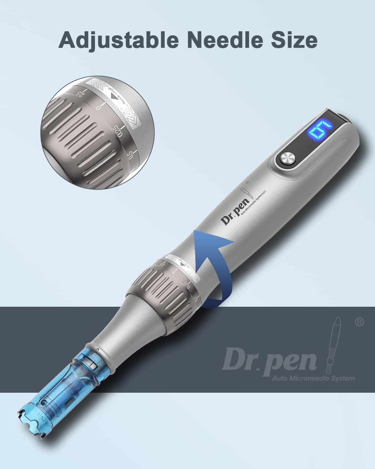 قلم Dr.Pen Ultima M8S Microneedling: قلم لاسلكي احترافي للعناية بالبشرة، للوجه والجسم، ونمو الشعر واللحية - 6 خراطيش بديلة