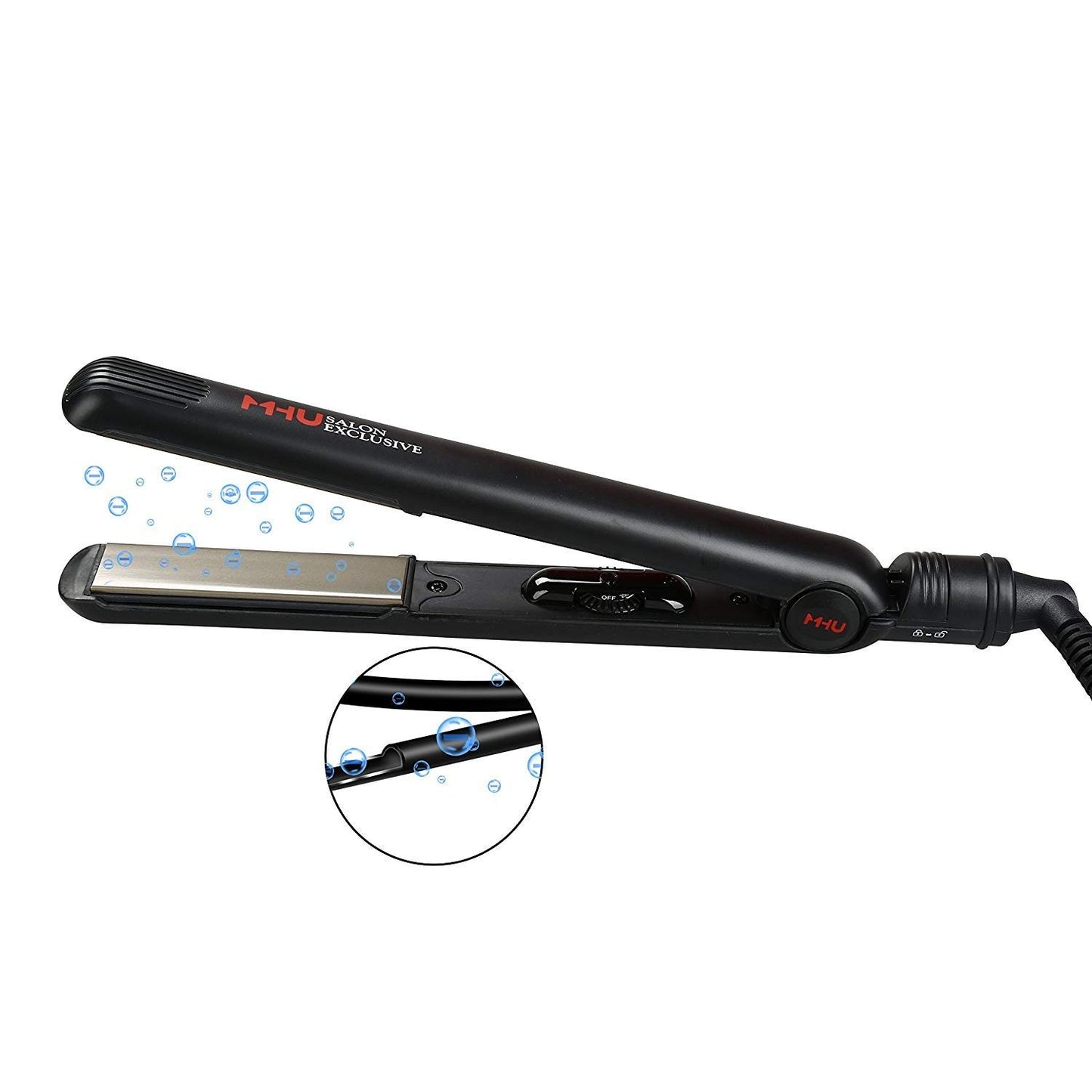 Like A New MHU Flat Iron 1 Inch Professional Travel Portable Negative Ions Protect Hair, Hair Straightener&Curler Anti frizz Dual Voltage Salon Floating Titanium Plate, Hair Iron, Fast Heat Adjustable Temp Black