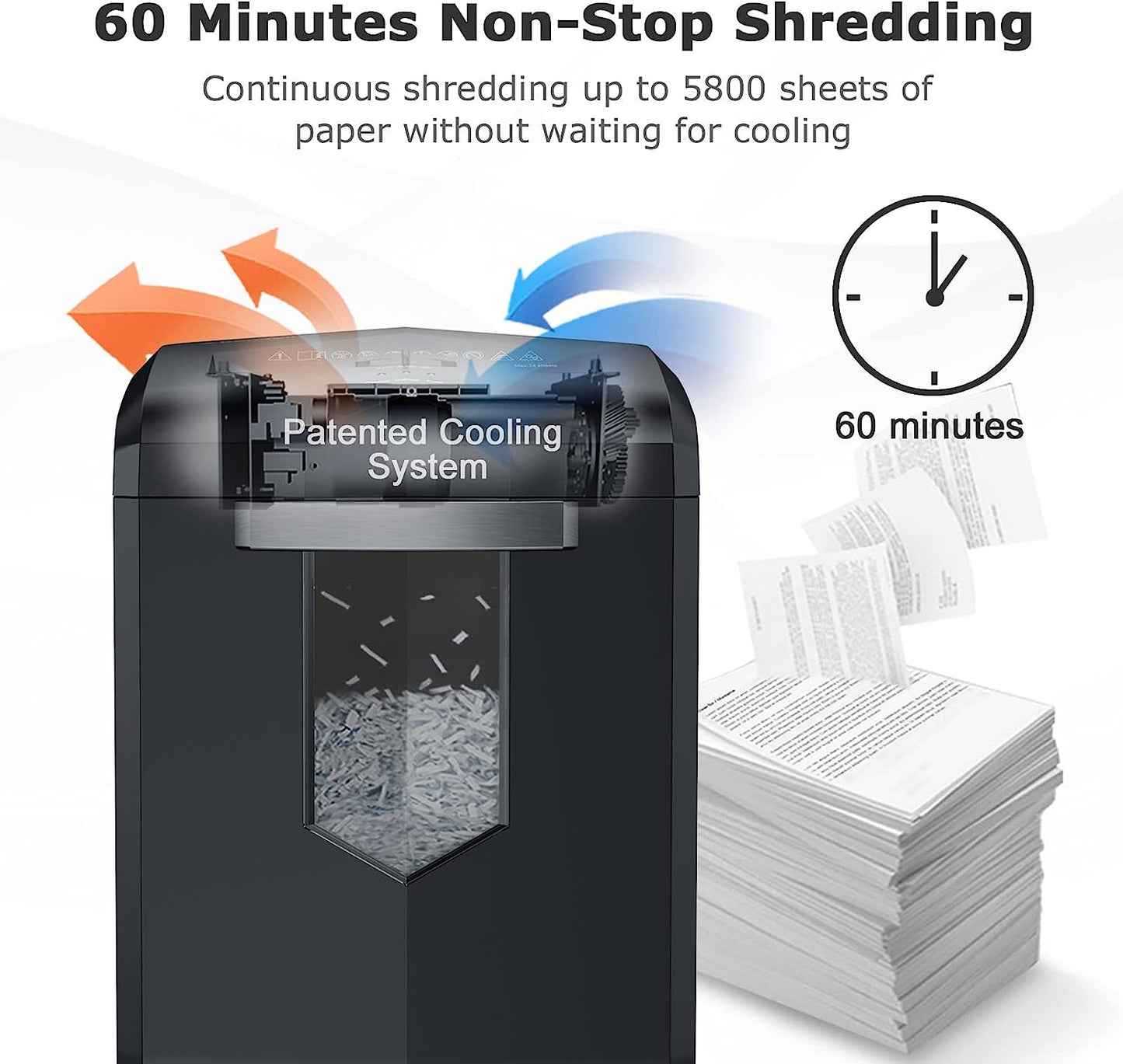 Bonsaii Paper Shredder, 18-Sheet 60-Minutes Paper Shredder for Office Heavy Duty Cross-Cut Shredder with 6 Gallon Pullout Basket & 4 Casters, Jam-proof High Security Mail Shredder for Home Use(C149-C)
