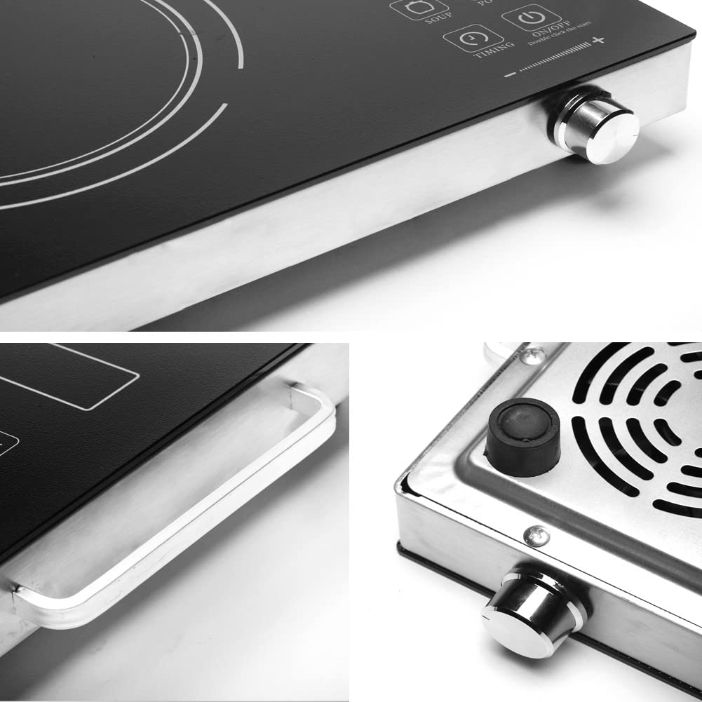 3500W Single Infrared Ceramic Hot Plate for Cooking, with Adjustable Temperature & Stay Cool Handles, Suitable for Office/Home/Camp Use, Compatible for All Cookwares, (BLACK-E)