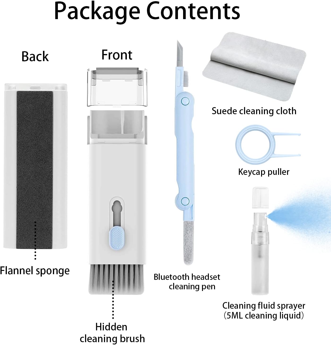 7 in 1 Electronic Cleaner Kit – Keyboard and Laptop Cleaning Kit with Brush for AirPods Pro, Phone, Computer, and Screen, Includes Bonus Flannel Cloth