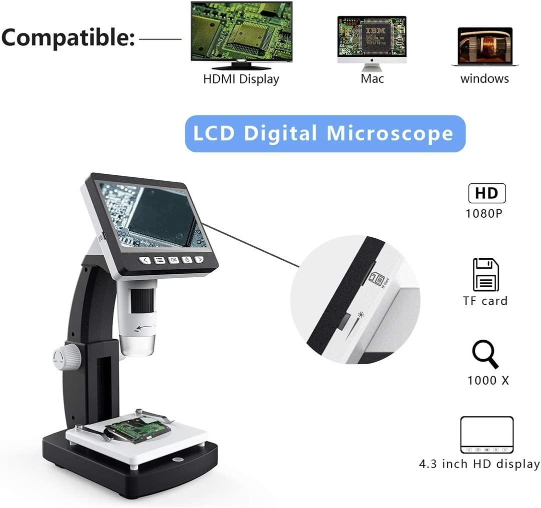 KDJC AYT inskam306 1080P 4.3 inch Display Screen HDMI Port HD Digital Microscope